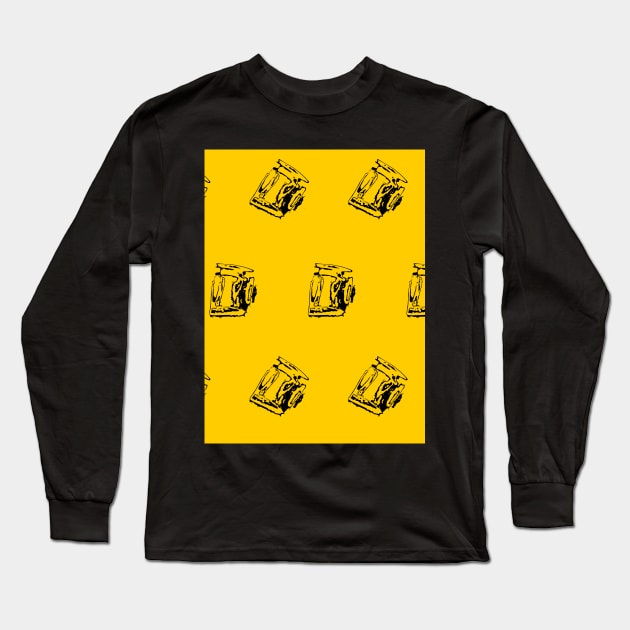 Black intricate fragments on a yellow surface. Long Sleeve T-Shirt by grafinya